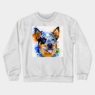 Australian Cattle Watercolor Painting - Dog Lover Gifts Crewneck Sweatshirt